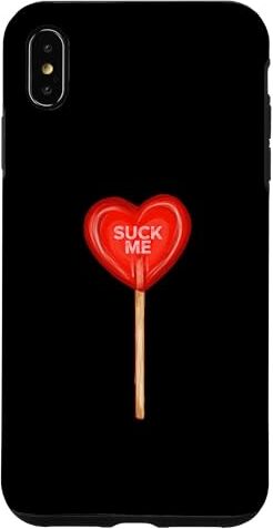 Custodia per iPhone XS Max Suck Me Heart Candy lecca-lecca ventosa divertente San Valentino