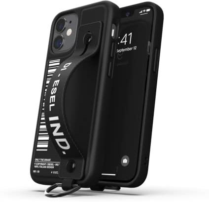 Diesel Progettata per iPhone 12 Mini 5.4, custodia protettiva antiurto con bordi rialzati, colore nero, 42524