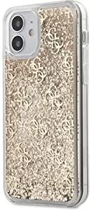 GUESS Custodia con glitter liquido per iPhone 12 Mini 5,4", motivo 4G, colore: