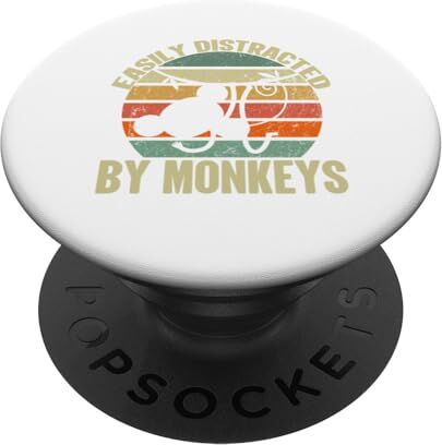 Tee Retro facilmente distratto da scimmie amante divertente vintage PopSockets PopGrip Intercambiabile