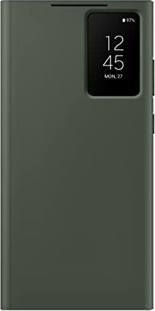 Samsung Custodia a portafoglio per Galaxy S23 Ultra S-View, custodia protettiva con slot per porta carte, finestra trasparente con tocco delle dita, versione USA, EF-ZS918CGEGUS, verde