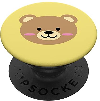 Candy Orso Marrone Kawaii Carino Animale Viso Giallo Pastello Colorato PopSockets PopGrip Intercambiabile