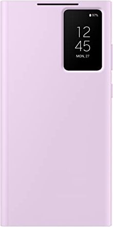 Samsung Custodia a portafoglio per Galaxy S23 Ultra S-View, custodia protettiva con slot per porta carte, finestra trasparente con tocco delle dita, versione USA, EF-ZS918CVEGUS, lavanda