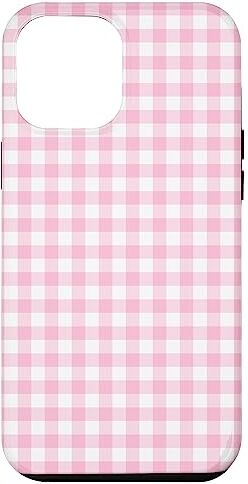 Candy Custodia per iPhone 12 Pro Max Cottagecore estetico carino Kawaii a quadretti bianchi rosa pastello