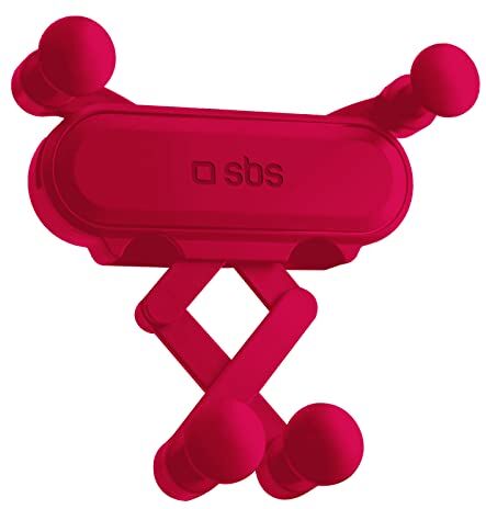 SBS Supporto Universale Rosso, Portacellulare Orientabile con Chiusura a Gravità per Iphone, Samsung, Oppo, Xiaomi, Huawei, Honor Fino A 7