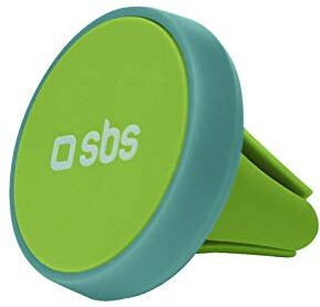 SBS Supporto da Auto Universale con Clip per bocchette d’areazione, Magnete per Fissare Lo Smartphone e Due Piastre Metalliche Incluse, Colore Verde