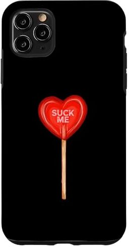 Custodia per iPhone 11 Pro Max Suck Me Heart Candy lecca-lecca ventosa divertente San Valentino