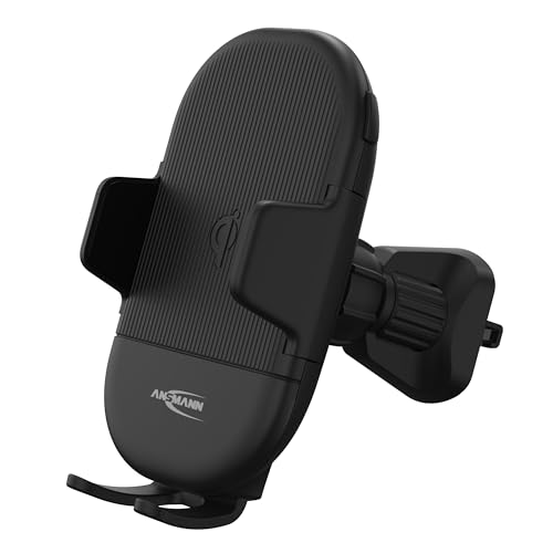 Ansmann Wireless Car Charger WCC15 (1 pezzo) Caricatore a induzione da fissare alla bocchetta dell'aria dell'auto Supporto per telefono da auto con funzione di ricarica rapida