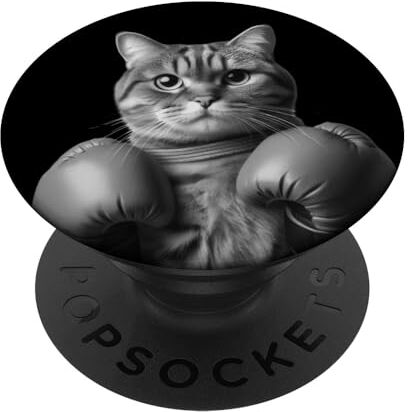 boxer cat Funny Trained Feline Combat Sports Lover 3d fresco gatto guanti da boxe gatto per uomini donne bambini PopSockets PopGrip Intercambiabile