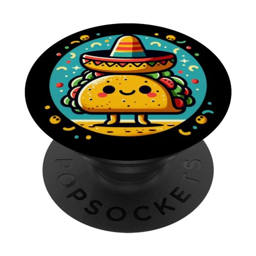 YO! Carino Taco con Sombrero Celebrazione Cinco de Mayo Divertente PopSockets PopGrip Intercambiabile