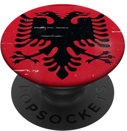 YO! Vintage Retro Patriottico Albanese Bandiera Albania Fan PopSockets PopGrip Intercambiabile