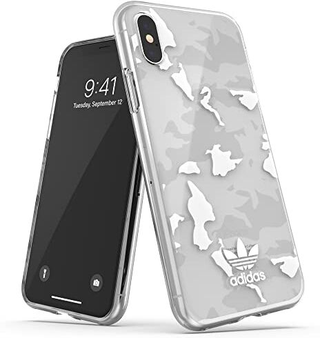 adidas Custodia progettata per iPhone X, custodia per iPhone XS, custodia trasparente testata a caduta, bordi rialzati antiurto originale, colore: trasparente/bianco