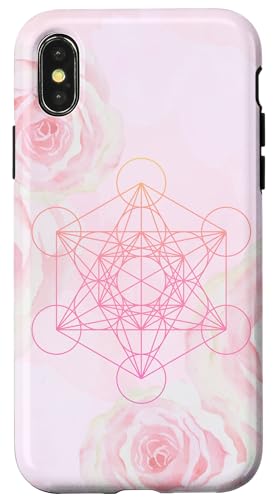 Cube Custodia per iPhone X/XS cubo metatron e rosa