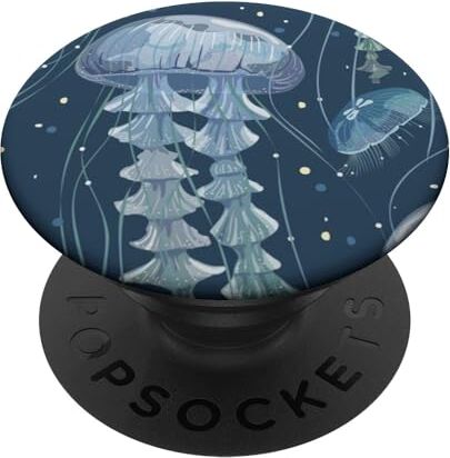 Acquerello blu viola grigio arte medusa PopSockets PopGrip Intercambiabile