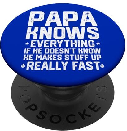 Unique Papa Knows Everything Vintage Nonno Papà Scherzi Festa del papà PopSockets PopGrip Intercambiabile