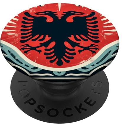 YO! Vintage Retro Patriottico Albanese Bandiera Albania Fan PopSockets PopGrip Intercambiabile