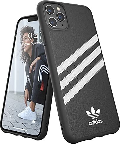 adidas Custodia Originals Compatibile Con Iphone 11 Pro Max, Cover Protettiva Per Telefono In Tpu Con Stampa Tre Strisce Nero Bianco