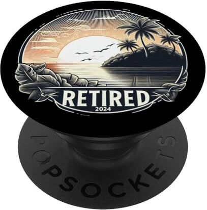 YO! Celebrazione del pensionamento della spiaggia del tramonto vintage in pensione 2024 PopSockets PopGrip Intercambiabile