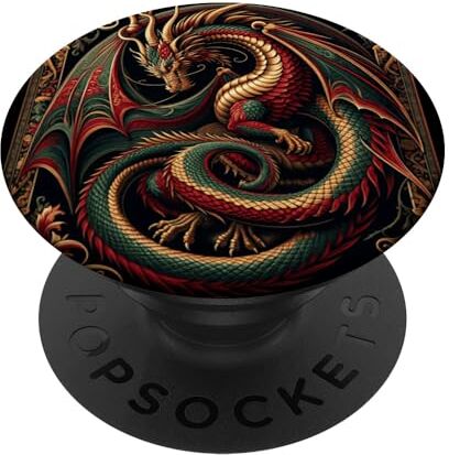 Vintage Dragon Artwork elegante arazzo motivo stile PopSockets PopGrip Intercambiabile