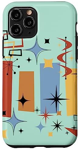 Atomic Custodia per iPhone 11 Pro Retro Mid Century Modern MCM Vibe Estetica Kitsch Art