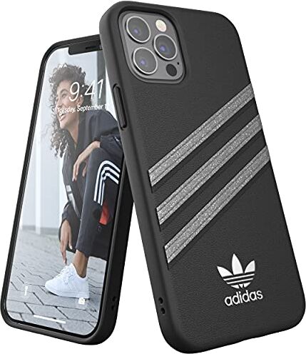 adidas 43714 Custodia progettata per iPhone 12, iPhone 12 Pro Custodia, 6,1 pollici, custodia testata a caduta, bordi rialzati antiurto, custodia originale in PU, Zwart/scintilla