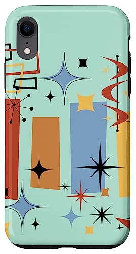 Atomic Custodia per iPhone XR Retro Mid Century Modern MCM Vibe Estetica Kitsch Art