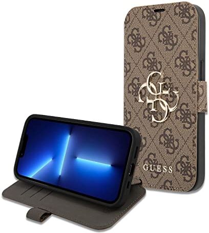 GUESS GUBKP13L4GMGBR Custodia per iPhone 13 Pro / 13 6,1", con logo 4G Big Metal