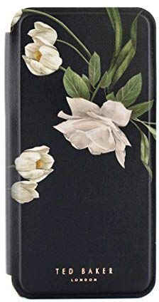 Ted Baker EESMEE Custodia a libro per iPhone 11, motivo: fiori di sambuco/nero/argento