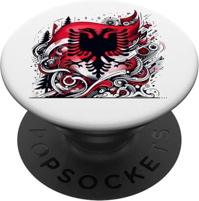 YO! Vintage Retro Patriottico Albanese Bandiera Albania Fan PopSockets PopGrip Intercambiabile