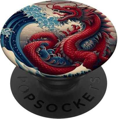 Dragon Drago Giapponese Grande Onda Kanagawa Giappone Vintage Art PopSockets PopGrip Intercambiabile