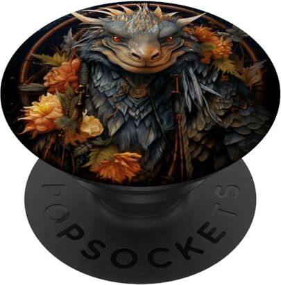 Dragon Komodo Acchiappasogni con drago e fiori PopSockets PopGrip Intercambiabile