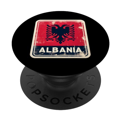 YO! Vintage Retro Patriottico Albanese Bandiera Albania Fan PopSockets PopGrip Intercambiabile