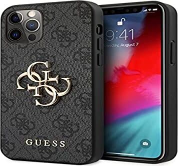 GUESS GUHCP12L4GMGGR Custodia per iPhone 12 Pro Max 6,7", con logo 4G Big Meta