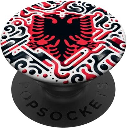 YO! Vintage Retro Patriottico Albanese Bandiera Albania Fan PopSockets PopGrip Intercambiabile