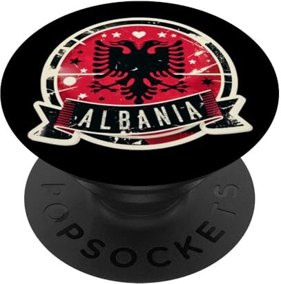 YO! Vintage Retro Patriottico Albanese Bandiera Albania Fan PopSockets PopGrip Intercambiabile