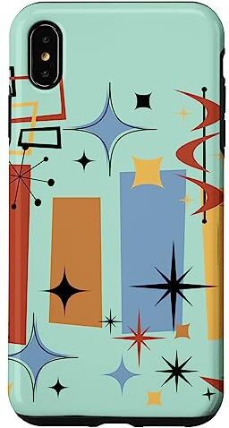 Atomic Custodia per iPhone XS Max Retro Mid Century Modern MCM Vibe Estetica Kitsch Art