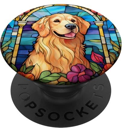 Unique Golden Retriever Stained Glass Decor For Women Cute Dog PopSockets PopGrip Intercambiabile