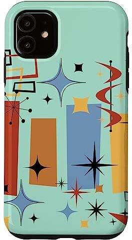 Atomic Custodia per iPhone 11 Retro Mid Century Modern MCM Vibe Estetica Kitsch Art