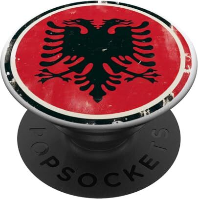 YO! Vintage Retro Patriottico Albanese Bandiera Albania Fan PopSockets PopGrip Intercambiabile