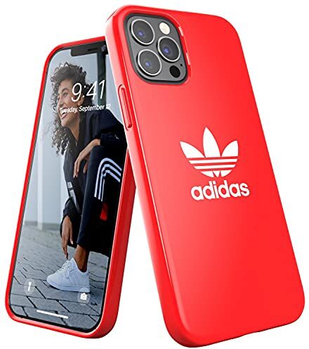 adidas EX7960 Custodia progettata per iPhone 12 / iPhone 12 Pro 6.1, custodia testata a caduta, bordi rialzati antiurto, custodia originale Snap Case di colore rosso scarlatto