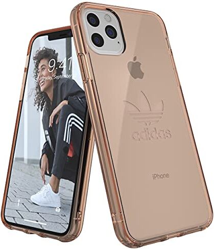 adidas Originals Custodia Protettiva Compatibile con iPhone 11 PRO Max, Grande Logo Stampato Trasparente, Colore: Oro Rosa