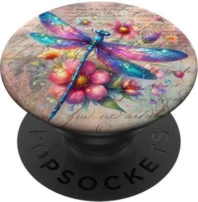 ART Retro floreale galassia libellula fiori vittoriani libellula PopSockets PopGrip Intercambiabile