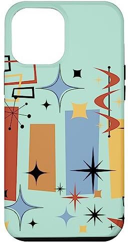 Atomic Custodia per iPhone 13 Pro Max Retro Mid Century Modern MCM Vibe Estetica Kitsch Art