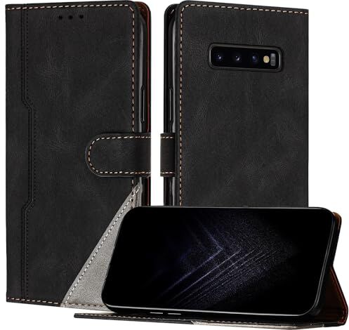 JayModCase Custodia per Samsung Galaxy S10,Flip Custodia Portafoglio Caso Libro con Magnetica   porta carte di credito   Supporto Stand Nero