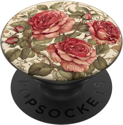 Arte floreale rosa rosa PopSockets PopGrip Intercambiabile