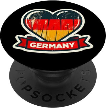 YO! Bandiera tedesca per tifosi della Germania a forma di cuore retrò PopSockets PopGrip Intercambiabile