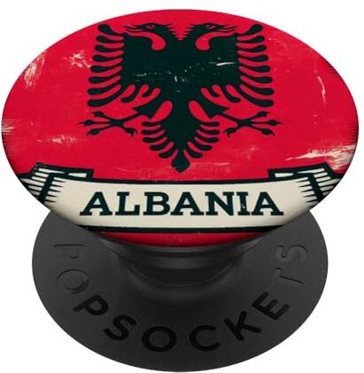 YO! Vintage Retro Patriottico Albanese Bandiera Albania Fan PopSockets PopGrip Intercambiabile