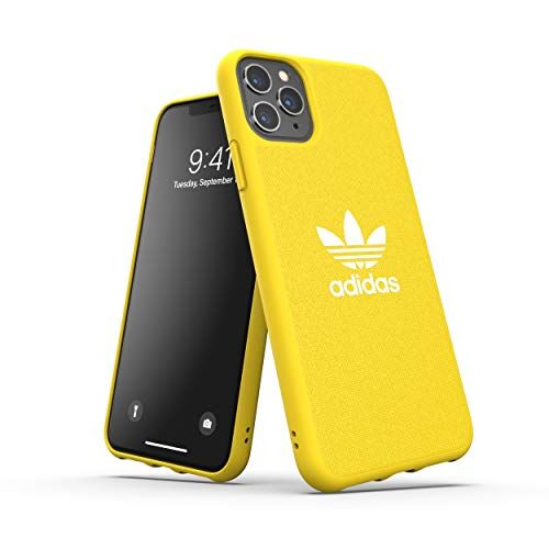 adidas Custodia per iPhone 11 Pro Max con chiusura a scatto, in tela, colore: giallo