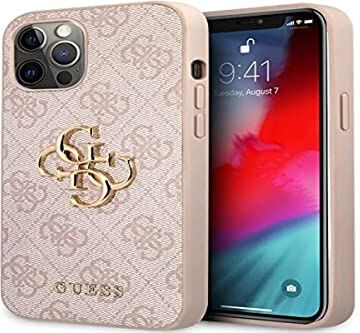 GUESS GUHCP12M4GMGPI Custodia per iPhone 12/12 Pro 6,1", con logo Big Metal