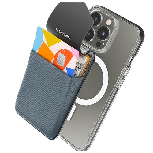 Sinjimoru [2022 Updated] iPhone 14 Magnetic iPhone Wallet Compatible with MagSafe Wallet, Magnetic Phone Wallet as iPhone Card Holder for iPhone 12,13 & 14 Series. M-Flap Grey